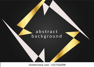 Abstract 3d background with black paper layers. Vector geometric illustration of carbon sliced shapes textured with golden glittering dots. Graphic design element. Elegant decoration