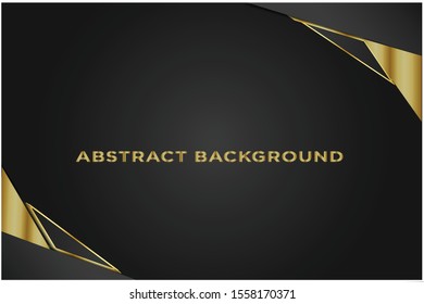 Abstract 3d background with black paper layers. Vector geometric illustration of carbon sliced shapes textured with golden glittering dots. Graphic design element. Elegant decoration