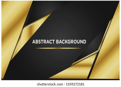 Abstract 3d background with black paper layers. Vector geometric illustration of carbon sliced shapes textured with golden glittering dots. Graphic design element. Elegant decoration