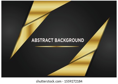 Abstract 3d background with black paper layers. Vector geometric illustration of carbon sliced shapes textured with golden glittering dots. Graphic design element. Elegant decoration