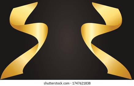 Abstract 3d background with black paper layers. Vector geometric illustration of carbon sliced shapes textured with golden glittering dots. Graphic design element. Elegant decoration
