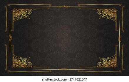 Abstract 3d background with black paper layers. Vector geometric illustration of carbon sliced shapes textured with golden glittering dots. Graphic design element. Elegant decoration