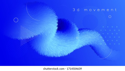 Abstract 3d Background. Blue Flow Pattern. Dynamic Wallpaper. Vector Digital Poster.  