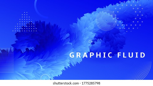 Abstract 3d Background. Blue Fluid Concept. Gradient Wallpaper. Color Music Design. Futuristic Movement. Bright Abstract Background. Neon Graphic Banner. Geometric Wave Abstract 3d Background.