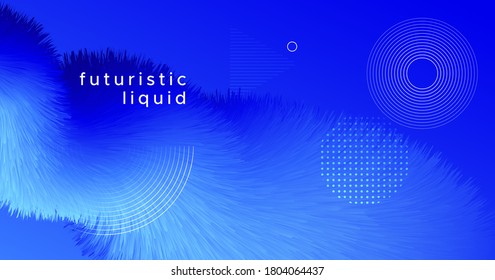Abstract 3d Background. Blue Neon Concept. Gradient Template. Vector Music Cover. Geometric Movement. Bright Abstract Background. Wave Graphic Flyer. Creative Fluid Abstract 3d Background.