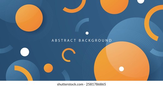 Abstract 3D background blue and orange circle shapes pattern. Trendy background concept. Eps10 vector