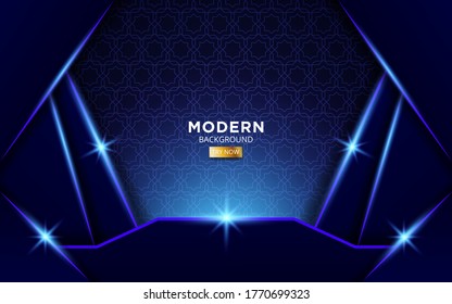 Abstract 3d background with blue paper layers. Vector geometric illustration of geometry texture with blue glittering pattern. Graphic design element. luxury decoration