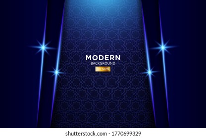 Abstract 3d background with blue paper layers. Vector geometric illustration of geometry texture with blue glittering pattern. Graphic design element. luxury decoration