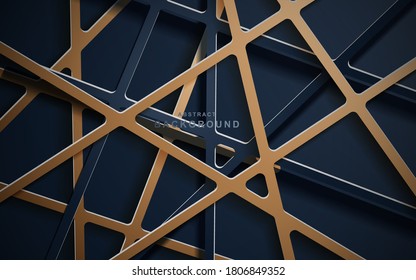 Abstract 3d background with blue papercut. Modern dark abstract vector texture