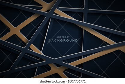 Abstract 3d background with blue papercut. Modern dark abstract vector texture
