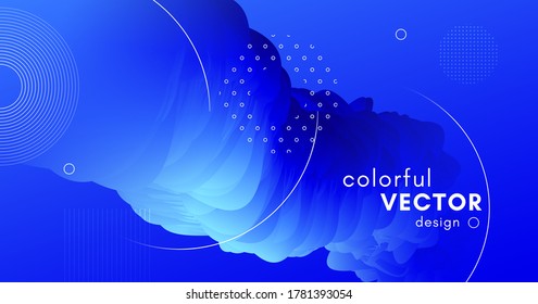 Abstract 3d Background. Blue Wave Wallpaper. Gradient Pattern. Liquid Bright Banner. Futuristic Movement. Modern Abstract Background. Neon Graphic Cover. Geometric Flow Abstract Background.