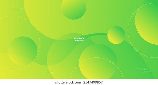 Abstract 3D background with bright green and yellow gradient color background. Simple circle pattern elements. Cool design. eps10