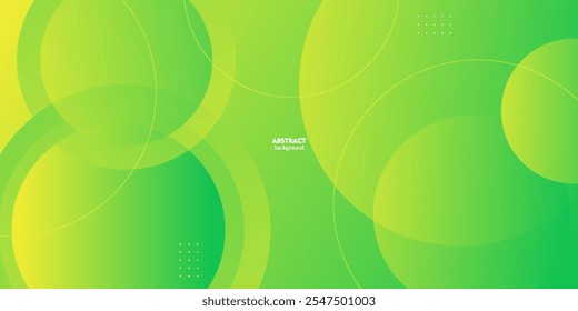 Fundo 3D abstrato com verde brilhante e fundo de cor de gradiente amarelo. Elementos de padrão de círculo simples. Design legal.