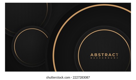 Abstract 3D Background Circle Golden Dark Black Papercut Layer with Copy Space for Text or Message