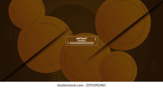 Abstract 3D background with colorful brown circle pattern elements on dark colored background. Vector Eps10