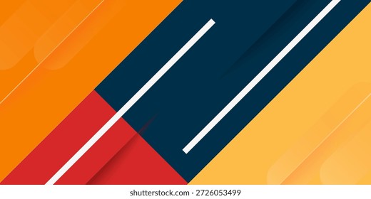 Fundo 3D abstrato com laranja colorido, vermelho e azul quadrado tema design. Sobrepor o design do padrão de recorte de papel. Vetor Eps10