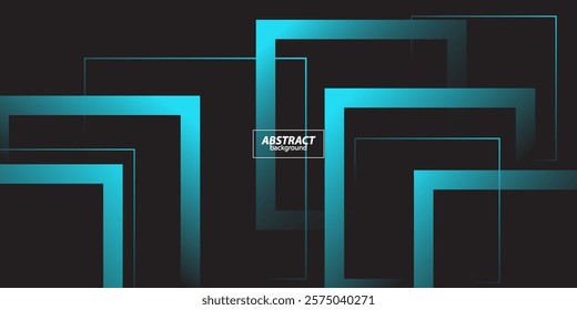 Abstract 3D background colorful paper cut with bright gradient tosca green square pattern combination on black background. Vector Eps10