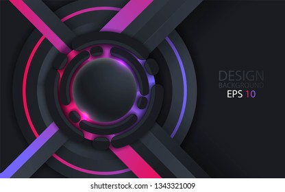Abstract 3d background with colorful sphere and black paper cut.