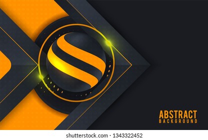 Abstract 3d background with colorful sphere and black paper cut.