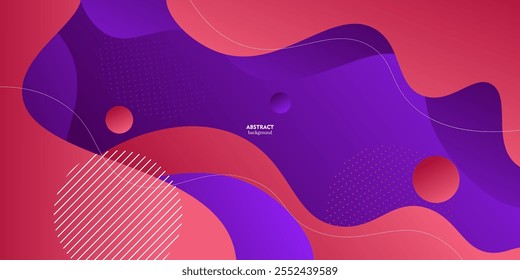 Abstractas ondas de colores de fondo 3D con degradado rojo y púrpura suave en el fondo. Eps10