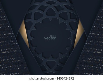 Abstract 3D background with a combination of luminous gold dots in 3D style