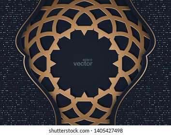Abstract 3D background with a combination of luminous gold dots in 3D style