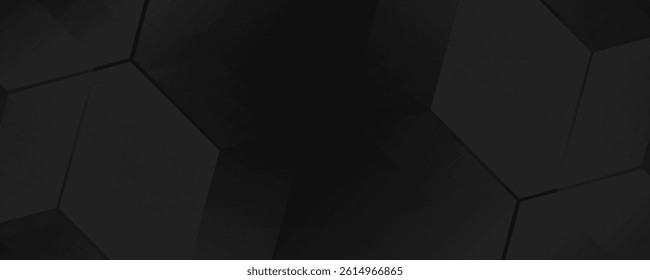 Abstract 3D background with a combination of luminous polygons in 3D style. Embossed hexagon black background. light, gold and shadow. Vector EPS 10