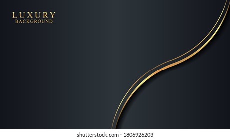 Resumen 3d Concepto de fondo con elemento negro y dorado. Fondo ondulado. El concepto de lujo. Ilustración vectorial con Eps 10