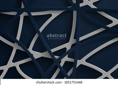 Resumen de fondo 3d con papel azul oscuro. decoración abstracta realista de papel texturado