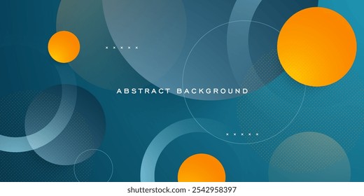 Abstract 3D background with dark blue color and bright orange circle pattern design. Dynamic color blue gradient background design. Eps10 vector