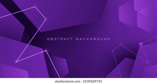 Abstract 3D background with dark purple color. Hexagonal pattern overlap line shapes. Cool design. Eps10 vector