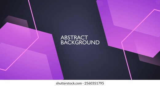 Abstract 3D background with dark background and purple color shape. Hexagonal pattern overlap. Cool design. Eps10 vector
