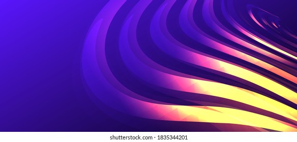 Abstract 3d background, fluid metal futuristic curves in blueish space, digital cover design