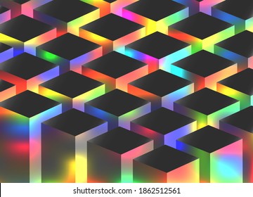 Abstract 3d background of futuristic surface with hexagons.  Honeycomb concept. 