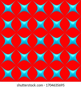 Abstract 3D background with geometric blue squares on a red background. Seamless pattern. 3D vector illustration for web design, print pattern, scrapbooking, wrapping, etc.