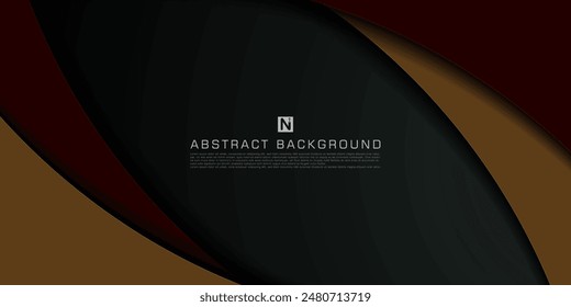 Abstract 3d background geometric business banner design. Creative banner design with overlap curve shapes and lines on dark color background. Simple horizontal banner. Eps10 vector