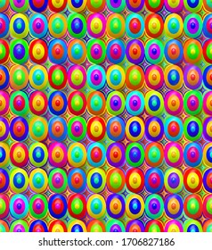 Abstract 3D background with geometric colorful ovals. Design pattern with colorful ovals. Seamless pattern. 3D vector illustration for web design, print pattern, scrapbooking, wrapping, etc.
