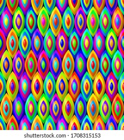 Abstract 3D background with geometric colorful figures. Design pattern with multicolor eyes shape. Seamless pattern. 3D vector illustration for web design, print pattern, scrapbooking, wrapping, etc.