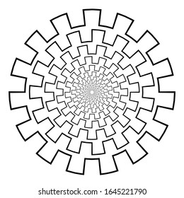 Abstract 3D background with geometric figure. Goes deep stylized tunnel, mandala, design elements on white. Vector