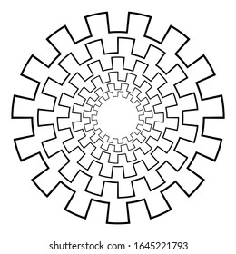 Abstract 3D background with geometric figure. Goes deep stylized tunnel, mandala, design elements on white. Vector