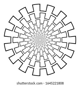 Abstract 3D background with geometric figure. Goes deep stylized tunnel, mandala, design elements on white. Vector
