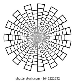 Abstract 3D background with geometric figure. Goes deep stylized tunnel, mandala, design elements on white. Vector