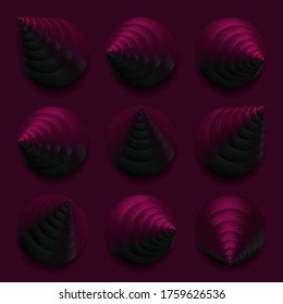 Abstract 3D background with geometric pink cones. Design pattern with pink cones. 3D vector illustration for web design, print pattern, scrapbooking, wrapping, etc.