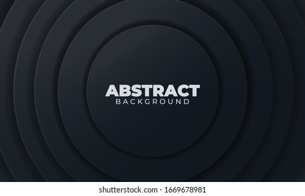 Abstract 3d background with geometric shape black paper layers element. Modern design minimal papercut decoration textured with typography. Material design concept wallpaper. Vector illustration
