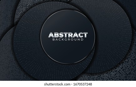 Abstract 3d background with geometric shape black paper layers element. Modern design minimal papercut decoration textured with typography. Material design concept wallpaper. Vector illustration
