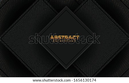 Abstract 3d background with geometric shape black paper layers element. Modern design minimal papercut decoration textured with typography. Material design concept wallpaper. Vector illustration
