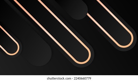 Abstract 3D Background with Gold and Black Lines Paper Cut Style Textured