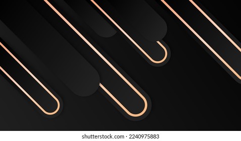 Abstract 3D Background with Gold and Black Lines Paper Cut Style Textured