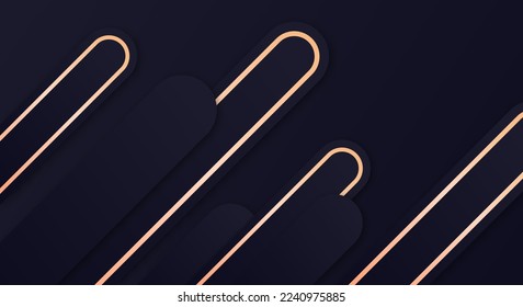 Abstract 3D Background with Gold and Black Lines Paper Cut Style Textured
