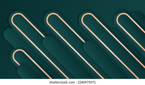 Abstrakter 3D-Hintergrund mit Gold- und Grünlinien-Papierhalbstil strukturiert